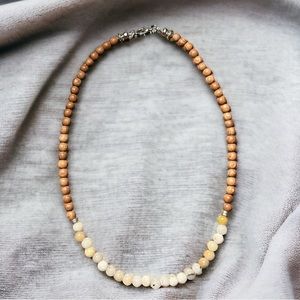 Handmade Gray Agate and Sandalwood Beaded Necklace
